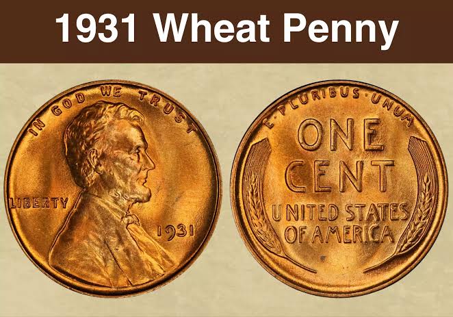 1931 Lincoln wheat penny obverse and reverse showing date, mintmark location, and wheat stalk design